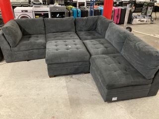 DARK GREY CORNER SOFA WITH FOOT STOOL