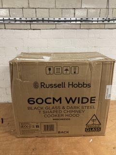 RUSSELL HOBBS BLACK GLASS & DARK STEELSHAPED CHIMNEY COOKER HOOD MODEL NO: RHGCH603DS