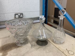 3 X GLASS ITEMS INC A WINE DECANTER