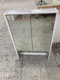 JOHN LEWIS DISPLAY DOUBLE ILLUMINATED CABINET (SMASHED GLASS ON CABINET SIDE ONLY)