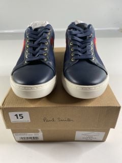 PAUL SMITH WOMEN'S SHOE LAPIN NAVY SWIRL EMBROIDERY. SIZE: 38, MADE FROM: 80% NYLON 20% COW LEATHER UPPER/RUBBER SOLE. RRP: £195