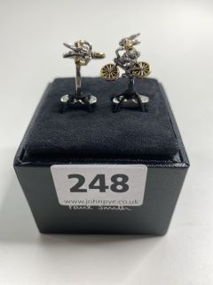 PAUL SMITH CUFFLINK 70 COPPER 30 ZINC PLATED. RABBIT ON BICYCLE (RRP £100)