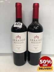 2 X BOTTLES OF ARRAIGO BENEGAS MALBEC 2020 RED WINE 75CL (18+ ONLY) (COLLECTION DAYS MONDAY 2ND SEPTEMBER - WEDNESDAY 4TH SEPTEMBER)