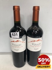 2 X BOTTLES OF VINALBA RESERVA MALBEC 2020 75CL (18+ ONLY) (COLLECTION DAYS MONDAY 2ND SEPTEMBER - WEDNESDAY 4TH SEPTEMBER)