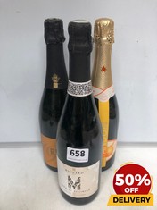 3 X ASSORTED BOTTLES TO INCLUDE MARTIAL RICHARD LIMOUX CRÉMANT DE LIMOUX 2020 EXTRA BRUT 75CL (18+ ONLY) (COLLECTION DAYS MONDAY 2ND SEPTEMBER - WEDNESDAY 4TH SEPTEMBER)