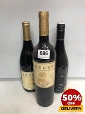 3 X ASSORTED BOTTLES OF WINE TO INCLUDE KRUGER FAMILY WINE 2021 MERLOT 75CL (18+ ONLY) (COLLECTION DAYS MONDAY 2ND SEPTEMBER - WEDNESDAY 4TH SEPTEMBER)