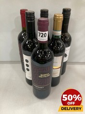 6 X ASSORTED BOTTLES OF RED WINE TO INCLUDE LA CALETTA MONTEPULCIANO D'ABRUZZO 75CL (18+ ONLY) (COLLECTION DAYS MONDAY 2ND SEPTEMBER - WEDNESDAY 4TH SEPTEMBER)