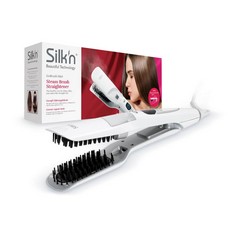 4 X SILK'N GOBRUSH MIST - STEAM STYLING BRUSH - FOR PERFECT, SHINY HAIR - WITH 3D SMOOTHING TECHNOLOGY, WHITE - LOCATION 8A.