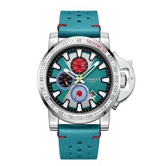 GAMAGES OF LONDON LIMITED EDITION HAND ASSEMBLED TEAL AUTOMATIC AERO GLIDER WATCH - SKU GA1751