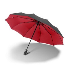 8 X KABINGA COMPACT FOLDING TRAVEL UMBRELLA, OPENS AND CLOSES AUTOMATICALLY, WINDPROOF, RAINPROOF AND 99% UV PROTECTIVE COATING BLACK/RED RED, UNISEX - LOCATION 31B.