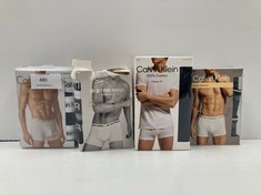 4 X ASSORTED UNDERWEAR PACKS VARIOUS BRANDS, MODELS AND SIZES INCLUDING PACK 3 BLACK CALVIN KLEIN T-SHIRTS SIZE XL - LOCATION 35B.