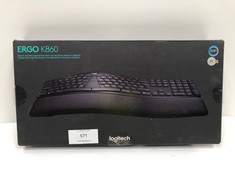 LOGITECH ERGO K860 WIRELESS KEYBOARD, ITALIAN QWERTY LAYOUT - GREY (KEY MISSING) - LOCATION 25C.