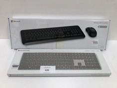 2 X MICROSOFT WIRELESS 850 DESKTOP AND MICROSOFT SURFACE KEYBOARDS (MAY BE BROKEN OR INCOMPLETE) - LOCATION 50C.