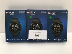 3 X SMARTWATCHES WITH BLUETOOTH, HEART RATE MONITOR, STEP COUNTER, BLOOD PRESSURE AND SEDENTARY REMINDERS