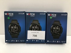 3 X SMARTWATCHES WITH BLUETOOTH, HEART RATE MONITOR, STEP COUNTER, BLOOD PRESSURE AND SEDENTARY REMINDERS