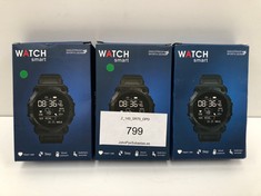 3 X SMARTWATCHES WITH BLUETOOTH, HEART RATE MONITOR, STEP COUNTER, BLOOD PRESSURE AND SEDENTARY REMINDERS