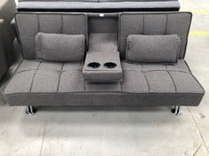 3 SEATER SOFA BED WITH DARK GREY COASTER.