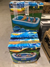 4 X BESTWAY INFLATABLE POOLS INCLUDING 2 WITH MEASURES 2.13M X 2.06M X 69CM BLUE COLOUR.