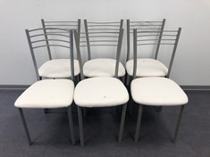 6 X WHITE KITCHEN CHAIRS .