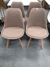 4 X BEIGE AND WOODEN DINING CHAIRS.