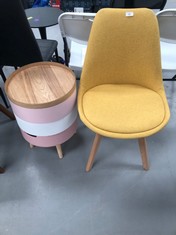 2 X FURNITURE INCLUDING YELLOW DINING CHAIR.