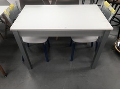 SET OF TABLE WITH 2 CHAIRS IN WHITE AND GREY (THE TABLE IS BROKEN).