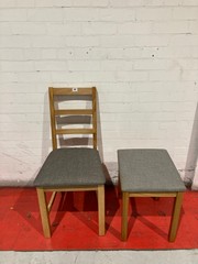 WOODEN GREY SEATED DINING CHAIR AND STOOL