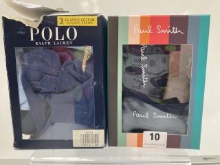 QTY OF ASSORTED CLOTHING TO INCLUDE PAUL SMITH MEDIUM DARK BLUE BOXERS £58