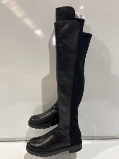 STUART WEITZMAN 5050 LIFT LEATHER AND STRETCH KNEE HIGH SIZE 40 BLACK BOOTS RRP £238