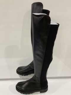 STUART WEITZMAN 5050 LIFT LEATHER AND STRETCH KNEE HIGH SIZE 38.5 BLACK BOOTS RRP £238