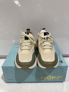 HOFF BEAT SIZE 8 WHITE CREAM GREEN TRAINERS