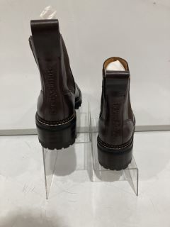 SEE BY CHLOE MALLORY CHELSEA TEXAN CALF BARK BROWN BOOTS RRP £180