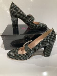 SJP CELINE VERDE CHECK GREEN AND BLACK SHOES SIZE 7 RRP £151