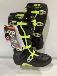 FXR FACTORY RIDE MX BOOTS BLACK/HI VIS SIZE 42 TOTAL RRP £200.00