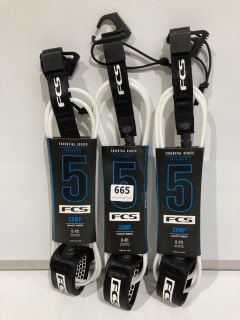 QTY OF FCS 5'COMP ESSENTIAL LEASH WHITE/BLACK RRP£85