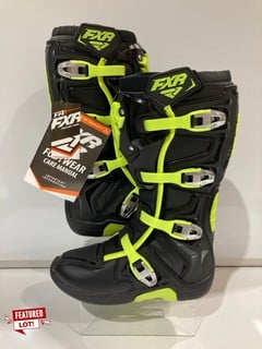 FXR FACTORY RIDE MX BOOTS BLACK/HI VIS SIZE 42 TOTAL RRP £200.00