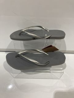 QTY OF FLIP FLOPS INCLUDING HAVAIANAS SLIM STEEL GREY