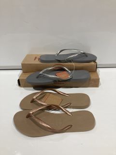 QTY OF FLIP FLOPS INCLUDING HAVAIANAS SLIM ROSE GOLD