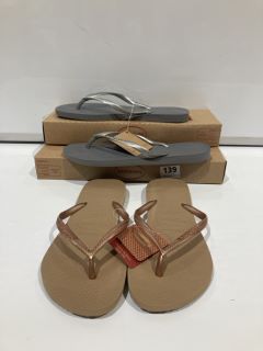 QTY OF FLIP FLOPS INCLUDING HAVAIANAS SLIM STEEL GREY