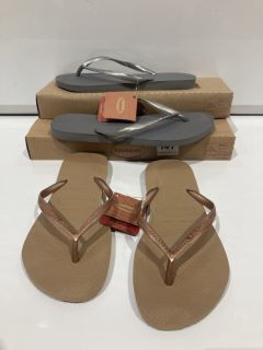 QTY OF FLIP FLOPS INCLUDING HAVAIANAS SLIM STEEL GREY