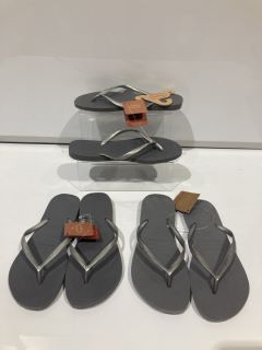 QTY OF FLIP FLOPS INCLUDING HAVAIANAS SLIM STEEL GREY