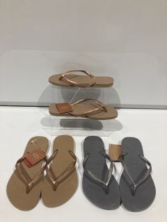 QTY OF FLIP FLOPS INCLUDING HAVAIANAS SLIM STEEL GREY