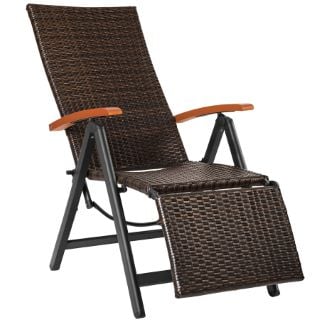 TECTAKE BLACK GARDEN CHAIR BRISBANE WITH FOOT REST £82.99