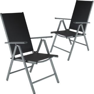 TECTAKE GARDEN CHAIRS SET OF 2 - FOLDING, ALUMINIUM, 7-POSITION ADJUSTABLE BACKREST £98.99