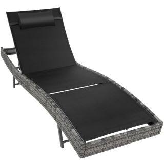 TECTAKE SUN LOUNGER DELPHINE RATTAN GREY £214.00