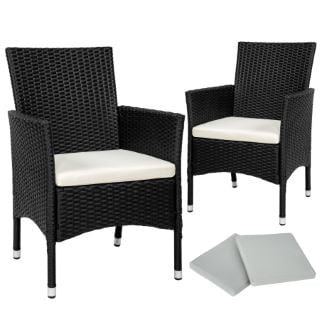 TECTAKE GARDEN CHAIRS SET OF 2 NANTES BLACK/BEIGE (FULL SET) £249.00