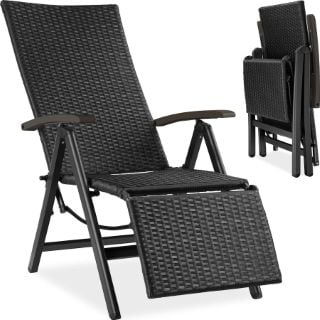 TECTAKE GARDEN CHAIR BRISBANE WITH FOOTREST BLACK £82.99