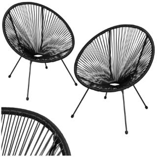 TECTAKE GARDEN CHAIRS IN RETRO DESIGN SET OF 2 BLACK £179.00