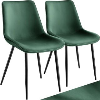 TECTAKE CHAIR SET MONROE DARK GREEN SET OF 2 £109.00