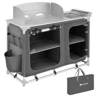 TECTAKE CAMPING KITCHEN WITH 4 COMPARTMENTS GREY £149.00